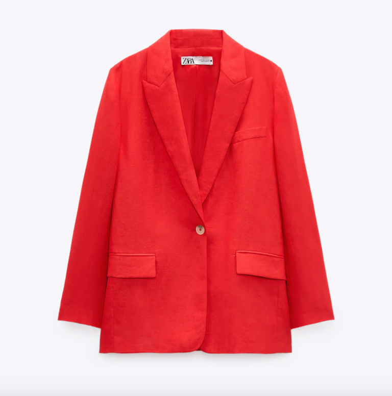 بليزر كتان بقصّة مستقيمة