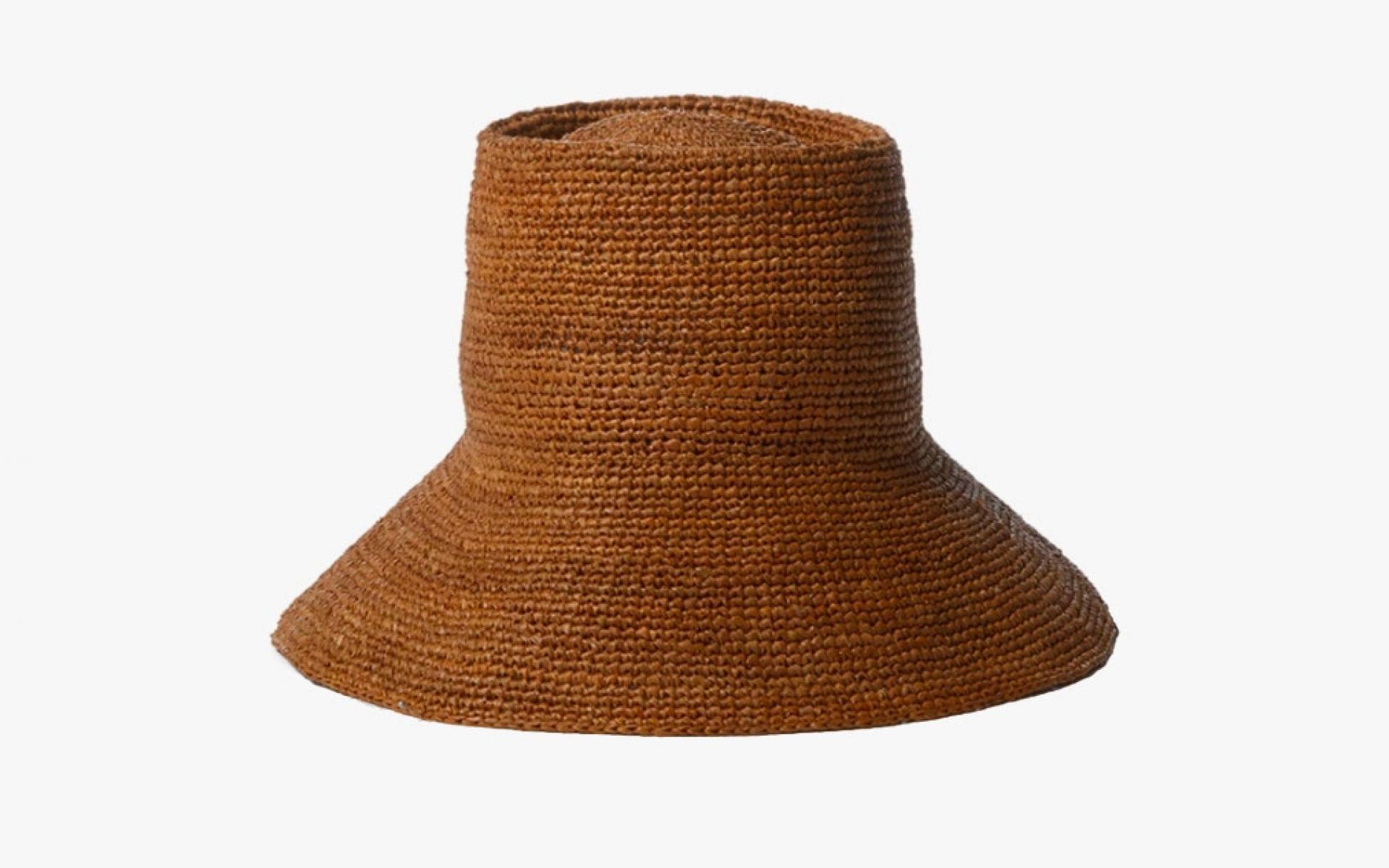 قبعة شمسية قش بنية