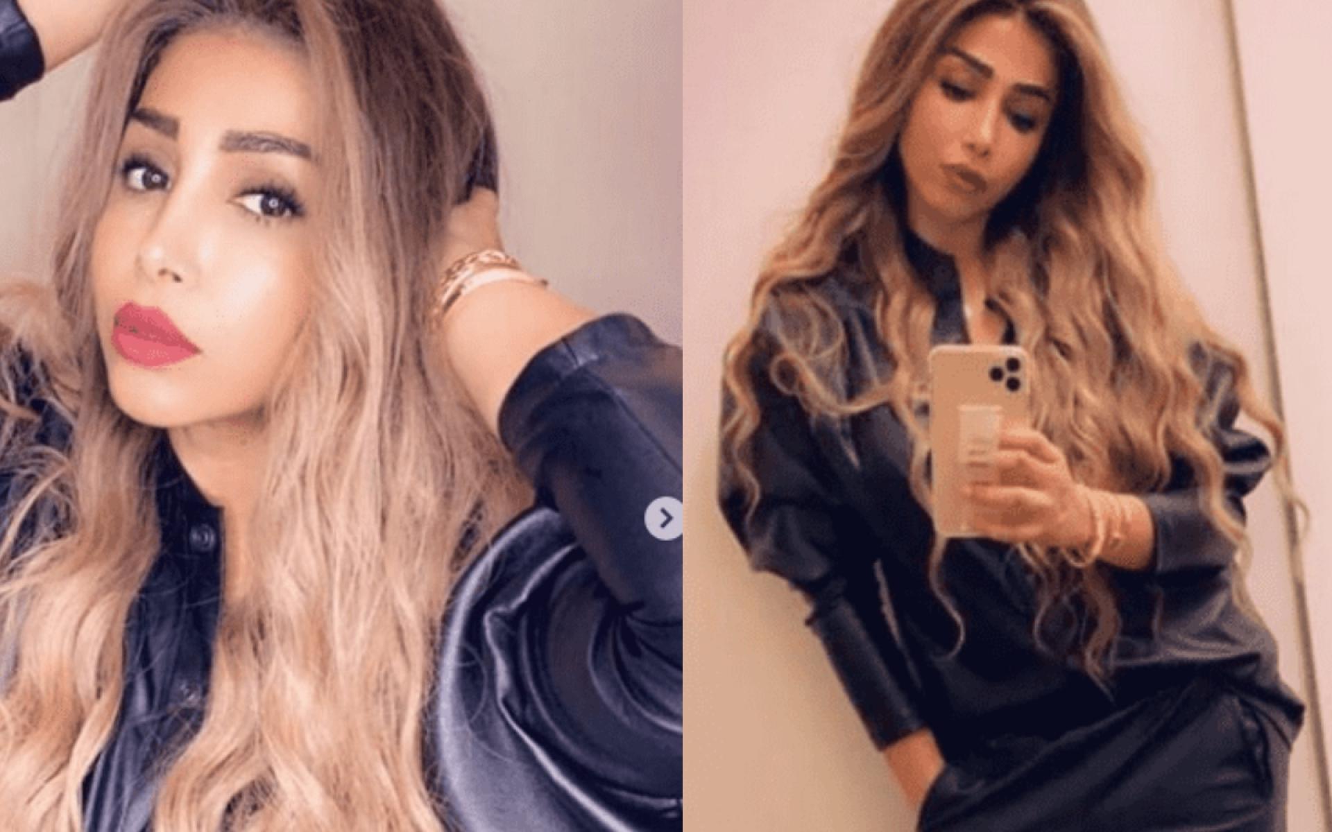 جمبسوت أسود من الجلد مع ستايل شعر مموج