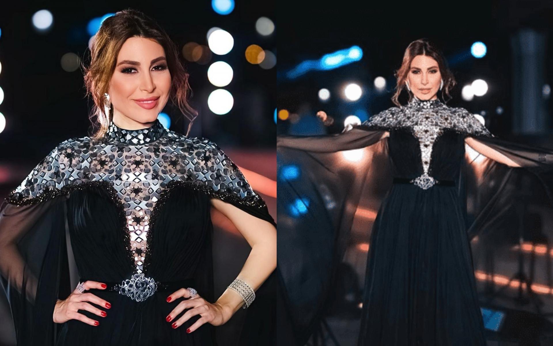 الفنانة يارا اختارت لوك فخم ناسب المسرح الذي أطلت منه على جمهورها المتواجد في المنزل