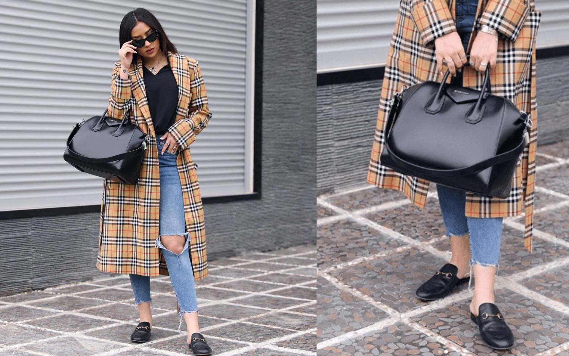 الجاكيتات المطرزة على شكل الكاروهات واحدة من عناصر الشتاء الأساسية، يمكنكِ إستبدال الحذاء المسطح بأي نوع آخر